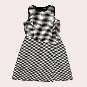 LAUREN RALPH LAUREN GEOMETRIC FAUX LEATHER TRIM SLEEVELESS DRESS PLUS SZ 16